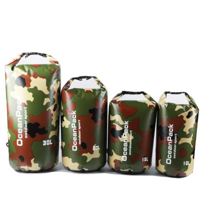 China Out Door Camouflage Shoulder Travel Dry Bag 15L Military River Water Proof Drifting Backpack Waterproof Bag for sale