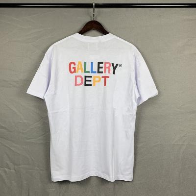 China Custom Gallery Department Breathable Rainbow Letters Printing 100 Cotton Men's T-shirt Couples High Street Basing Shirt Tee Spot for sale