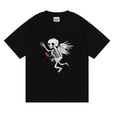 China Breathable Gallery Department Skull Angel Rose Three Dimensional Print 100 Cotton Men Round Neck T-shirt Couples High Street Tee Wholesale for sale