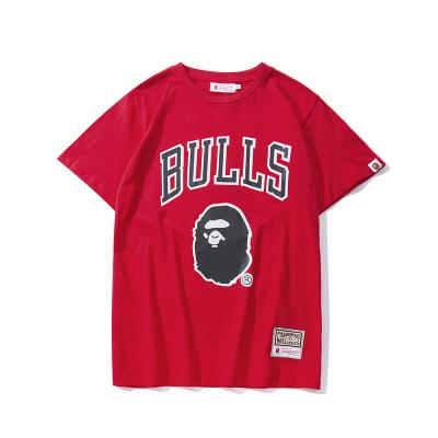 China New Style Anti-Wrinkle High Quality Crew Neck T-Shirts Slim Fit Red Bape Shirt For Men Bape Shirts T-shirt for sale