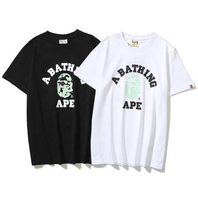 China Bape Breathable 2022 New 100 Summer Cotton Men's Bright Monkey Printing High Street T-shirt Couple Basing Shirt Wholesale for sale