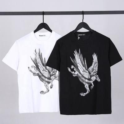 China Breathable European Size Pegasus Personality Printed Cotton Round Neck 2021 Summer New Men's T-shirt Custom Fabric Comfortable T-shirt Tee for sale