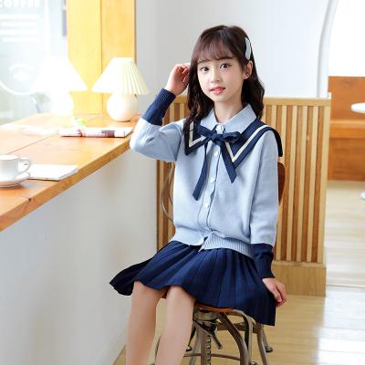 China 2021 Children's Polyester Fiber Pleated Skirt Children's Clothing Institute High Quality Wind Sweater Suits Girls for sale