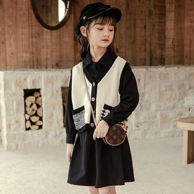 China High Quality South Korean Style Kids Clothes Wear Girls Fall Dresses Children Cotton Dress Girls Sweater Sets Girls Dress Sets for sale