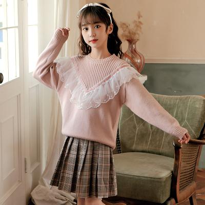 China High Quality Korean Style Ball Children's Clothing Sets 2021 Girl Clothes 6-12 Years Children Autumn Sets Two Piece Children's Sweater Sets for sale