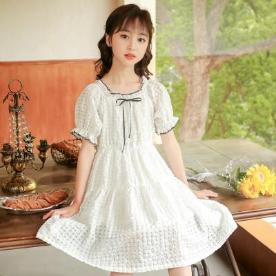 China 2021 high quality children's dress South Korean style white girls' dresses summer clothing 100% cotton dress for sale