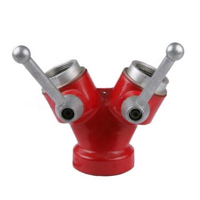 China Aluminum Siamese Firefighting Water Splitter DN45 Fork Firefighting Water Divider for sale