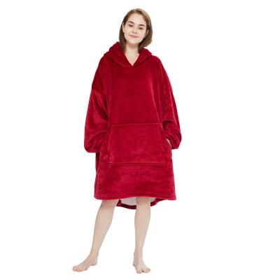 China Durable Long Length Wearable Covering Hoodie - Hooded Covering Sweatshirt Standard with Side Slit and Waistband, Warm Sherpa Fleece Blanket for sale