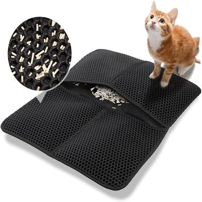 China Factory Price Eco-Friendly Double-Layer Cheapest Cat Pet Litter Mat EVA Foldable Cat Mat Littler Cooling Waterproof Amazon for sale