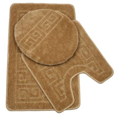 China Cheap Factory Price Reduced Viable Bath Mat Set Non Slip High Loop Mat Water Absorb Shaggy Carpet Bathroom Cover Microfiber Low for sale