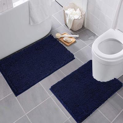 China Cheap viable fastory custom printing anti slip polyester bathroom cover set bath mat bath floor mat for sale