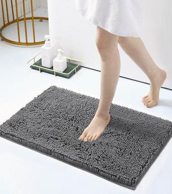 China New Modern Wholesale Modern Anti Slip Floor Mat Bath Door Rug Carpet Mat Set For Bathroom Microfiber Chenille Bedroom for sale