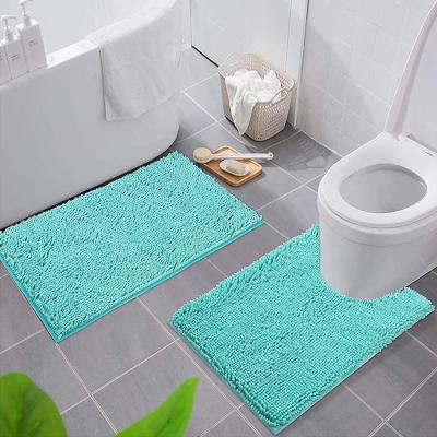 China New Cheap Sustainable Custom Printing Anti Slip Polyester Bathroom Cover Set Bath Mat Bath Floor Mat for sale