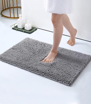 China Hotsale Washable Bath Mat Machine Sustainable Bathroom Cover Decorative Plush Carpet Chenille 2 Pieces Bath Mat for sale