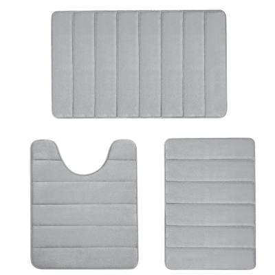 China Survice 3 Piece Memory Foam Bath Mat Non Slip Sustainable Running Bath Mat for sale