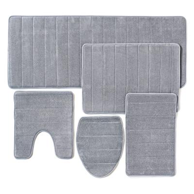 China 5 Pieces Bathroom Accessories Memory Soft Foam Bath Mat Solid Color Non Slip Bath Mat Viable for sale