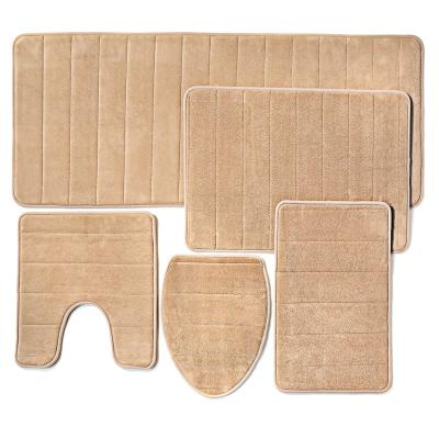 China 5 Pieces Bathroom Accessories Memory Soft Foam Bath Mat Solid Color Non Slip Bath Mat Viable for sale