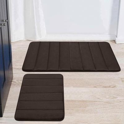 China Machine Washable Memory Foam Bath Mat Non Slip Backing Bathroom Cover Set Viable for sale