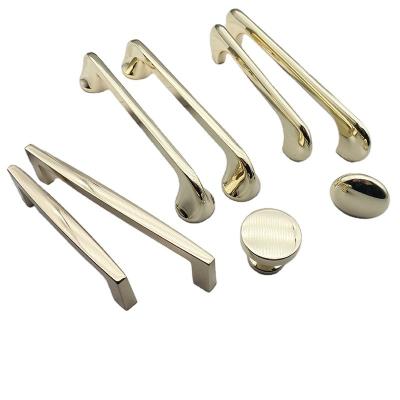 China Light Luxury Gold Zinc Alloy Drawer Door Cabinet Furniture Series Handles Bedroom Kitchen Bathroom Cabinet Knob Pull Single Double Hole for sale