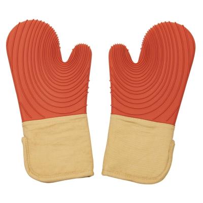 China Silicone Flame Retardant Baking Cooking Minimalist Oven Mitt, Best BBQ Kitchen Silicone Grill Heat Resistant Gloves for sale