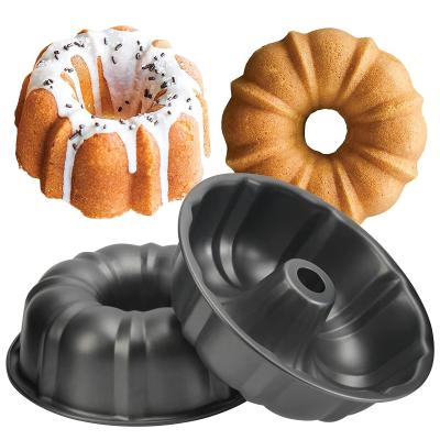 China Carbon Steel Round Pumpkin Chimney Cake Pan Non-Stick Bundt Pan Bakeware Chiffon Cake Sustainable Premium Tube Fluted Mold for sale