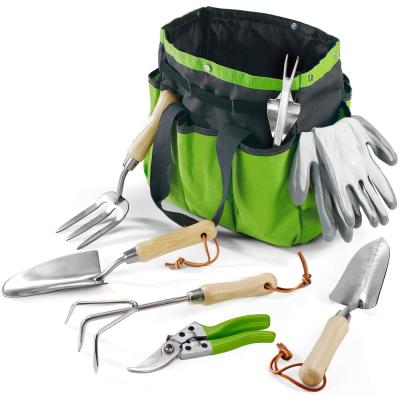 China Factory Price Heavy Duty Aluminum Garden Tool Set Gardening DIY Tool Shovel Rake Gift Box Garden Tool Set With Nylon Tote Bag for sale