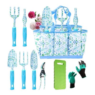 China Multifunctional Cute Gift Toy Garden Planting Tools Set, Garden Stainless Steel Kids Flower Printing Garden Tool Kit With Color Handle for sale