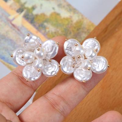 China Earring Accessories Jewelry Making 100PCS Handmade Imitation Glitter Shell Pearl Crystal Flower DIY For Drop Earring Bracelet Jewelry Making for sale