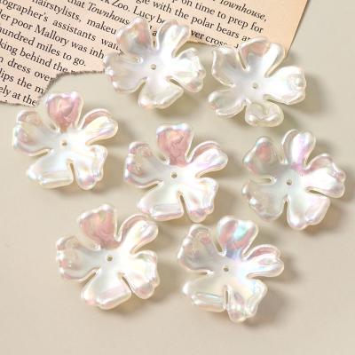 China Earring Accessories Jewelry Making 100PCS Glitter Flower ab Color Shell Petal With Hole DIY For Drop Earring Predants Craft Jewelry Making for sale