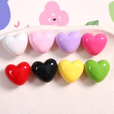 China 100pcs Kawaii Heart Shape Rensin Stereoscopic Beads With Hole Diy For Earring/Bracelet/Necklace Jewerly Maiking Accessories for sale