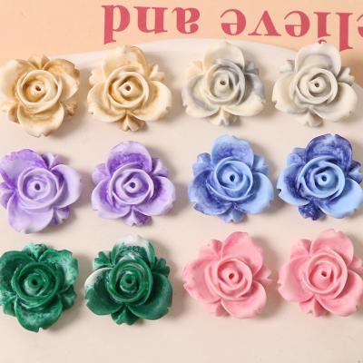 China Dccessories 100PCS Vintage Style Link Dye Jewelry Smelling Rose Flatback Cabochons Frosted Two Colors DIY For Phone Case Bracelet Jewelry Making for sale