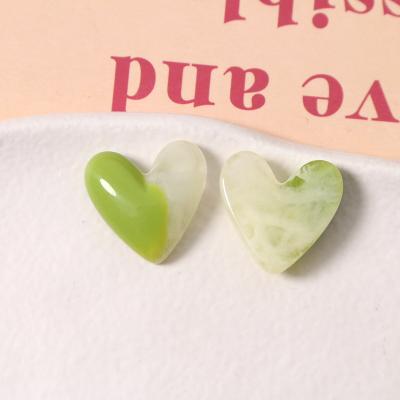 China Earring Accessories Jewelry Making 100PCS Kawaii Style Heart Shape Two Color Resin Flatback DIY Cabochons For Drop Earring Necklace Phone Case Jewelry Making for sale