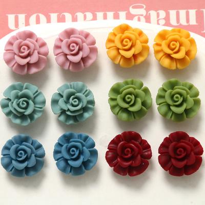 China Jewelry Making DIY Bracelet Necklace Making 100PCS Frosted Rose Fower Shape Resin Flatback Cabochons With Hole DIY For Phone Case Earring Bracelet Jewelry Making for sale