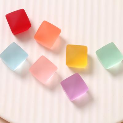 China Simple 100PCS Square Shape Jelly Color Frosted Feel Resin Flatback DIY Cabochons For Drop Earring Bracelet Jewelry Making for sale