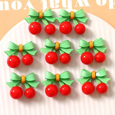 China Earring Accessories Jewelry Making Summer Style 100pcs Cute Cherries Flatback Stereoscopic Acrylic Accessories For Headwear Earrings Pendants for sale