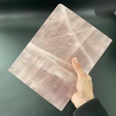 China China Natural Healing Crystals Slice Rose Quartz Slab Stone Polished Collection For Decoration for sale