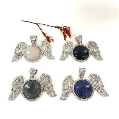 China Natural High Quality Popular Stones Wing Pendants Ornaments For Gift China Wholesale Price Beauty Crystals Healing LSY for sale