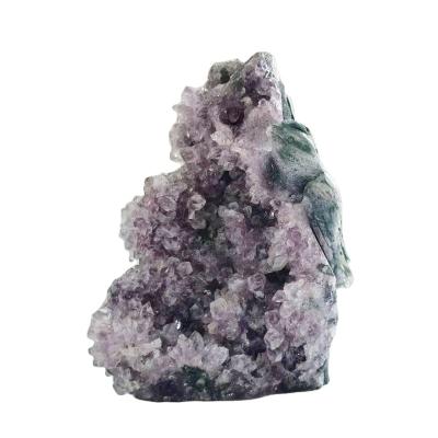 China Europe Natural High Quality Crystal Stones Phoenix Carving Crystal Geode Cluster For Desk Decoration Gift ZLF for sale