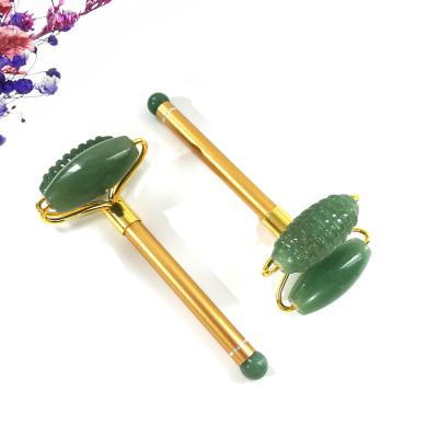 China China Green Aventurine Crystal Jade Beauty Face Massage Roller Gua Sha Set Jade Roller Support Printing For Face for sale