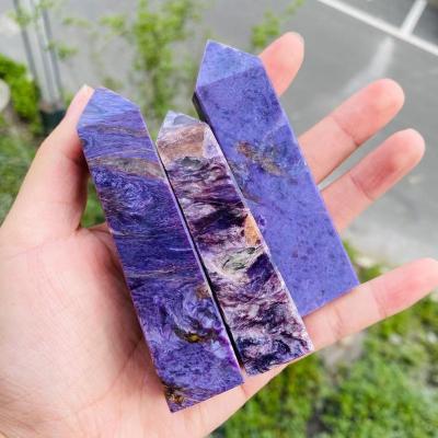 China China Natural Point Charoite Crystal High Quality Hand Carving Crystal Tower For Sale for sale