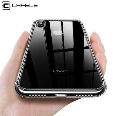 China Luxury Clear Back Tempered Glass Smartphone CAFELE Glass Case Clear TPU Phone Cover Case For iPhone X Xs Max for sale