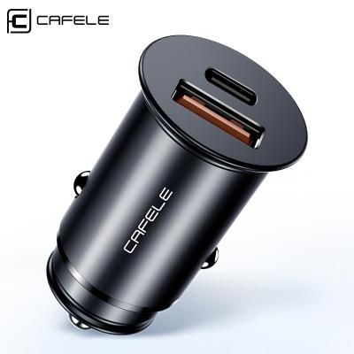 China Hot Selling Cafele New Design Small Screw Dual-USB Charging Car Fast Charger 36W Moblie Phone Zinc Alloy 36W Car Charger for sale