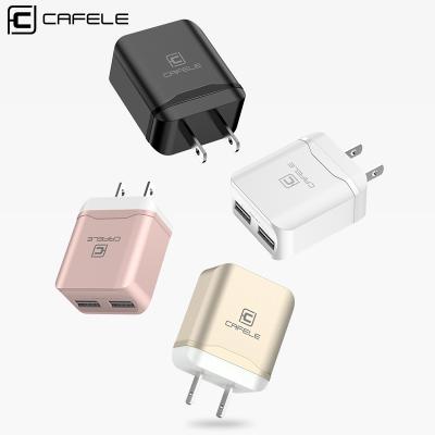 China Cafele Mobile Phone USA Plug Dual USB Charger DC 5V 2.4A 12W Mobile Phone Charger For iPhone iPad Portable Travel Charger For Huawei Xiaomi for sale