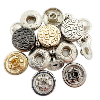 China Nickel Free Decorative Metal Apparel Press Logo Metal Button Custom Engraved Button Snaps For Leather Coats for sale