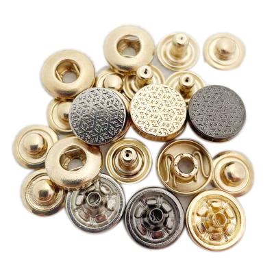 China New Design Nickel Free Embossed Custom Logo Metal Clothes Button Snap Metal Button With Logo For Leather Garment for sale