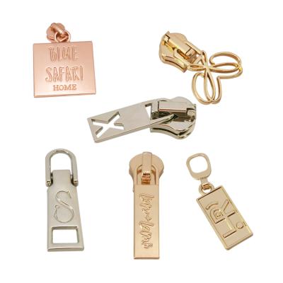 China Custom Factory Metal Zipper Outlet Logo Head Zipper Pull Nickel Free For Clothing for sale