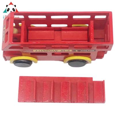 China Toy Creative Wooden London Bus Diecast Take Down Car Wooden Double Decker Bus for sale