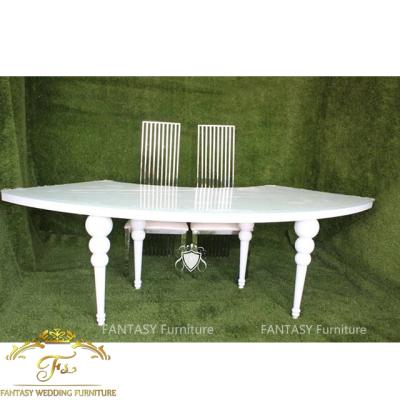 China Hotel half moon shape table stainless steel base MDF table top wedding event table/hotel furniture S for sale