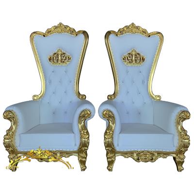 China Modern Luxury Royal Cheap Throne Chair Gold Wedding Chair For Bride And Groom for sale