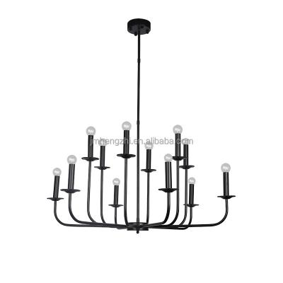 China Wholesale modern black classic living room candle chandelier LED factory decorative lamp black and gold for sale